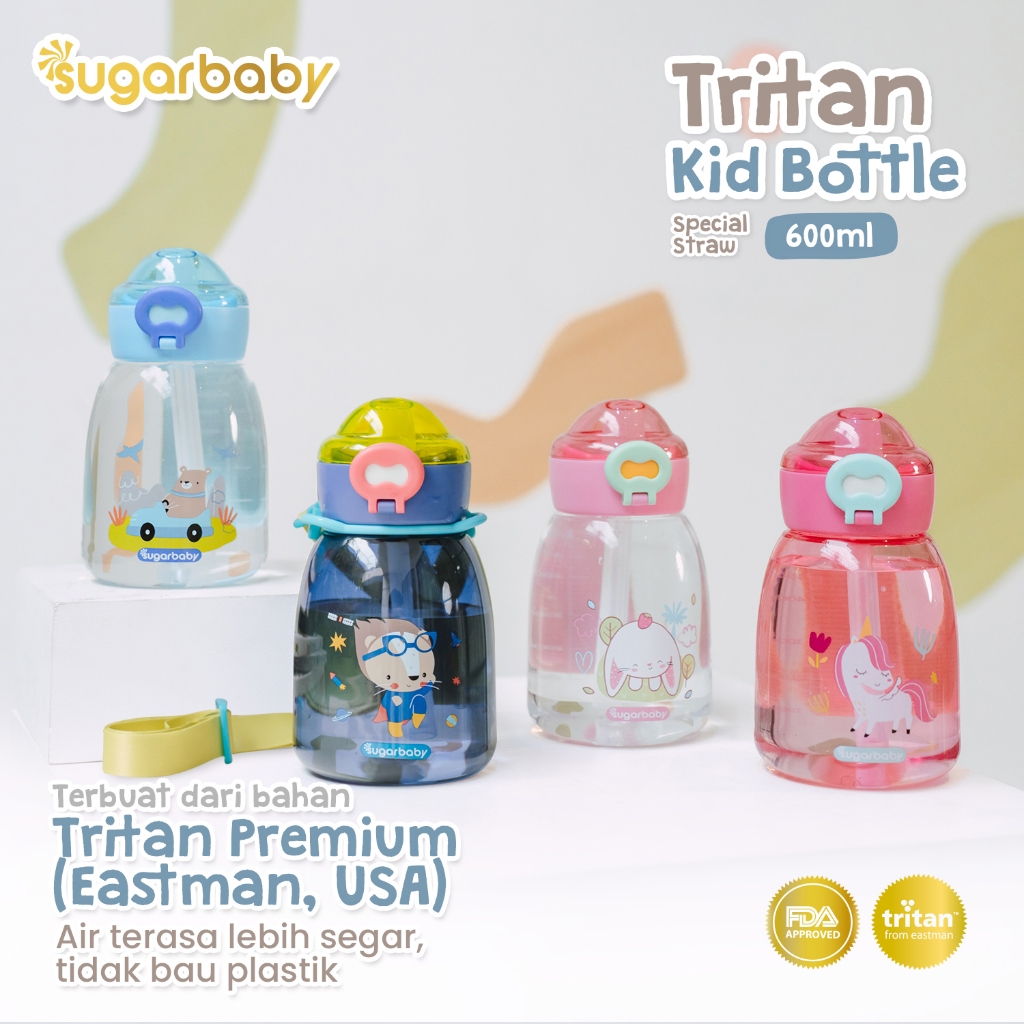 Botol Minum Anak Sugarbaby Tritan Kids ST 600ml Special Straw BPA Free Anti Bocor Foto 5