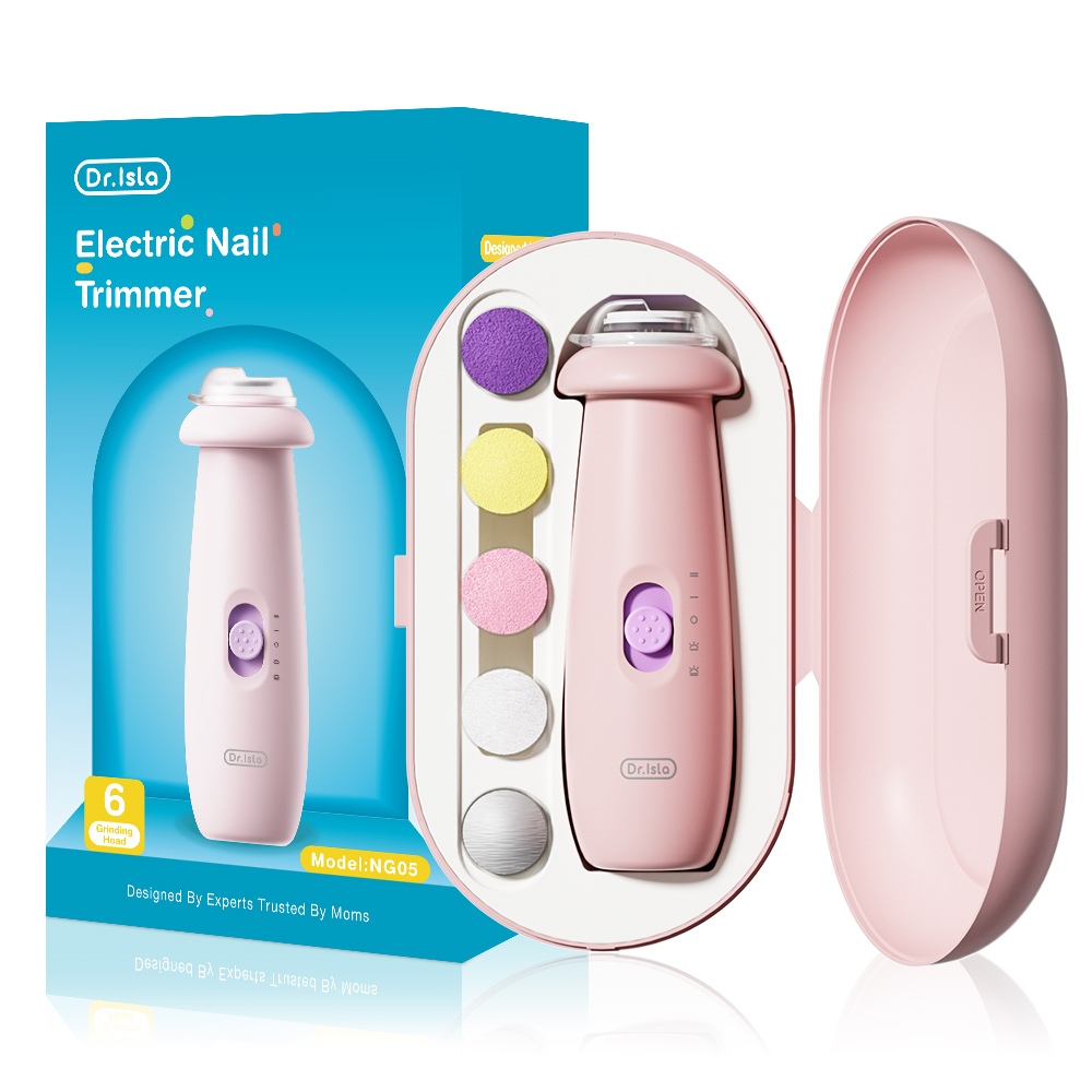 Gunting Kuku Bayi Elektrik Dr.isla NG10 Rechargeable 4 Mode dengan 6 Kepala Penggiling Foto 7