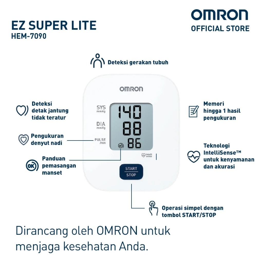 Omron Tensimeter Digital HEM-7090 & HEM-7124 Upper Arm Blood Pressure Monitor IntelliSense Foto 4