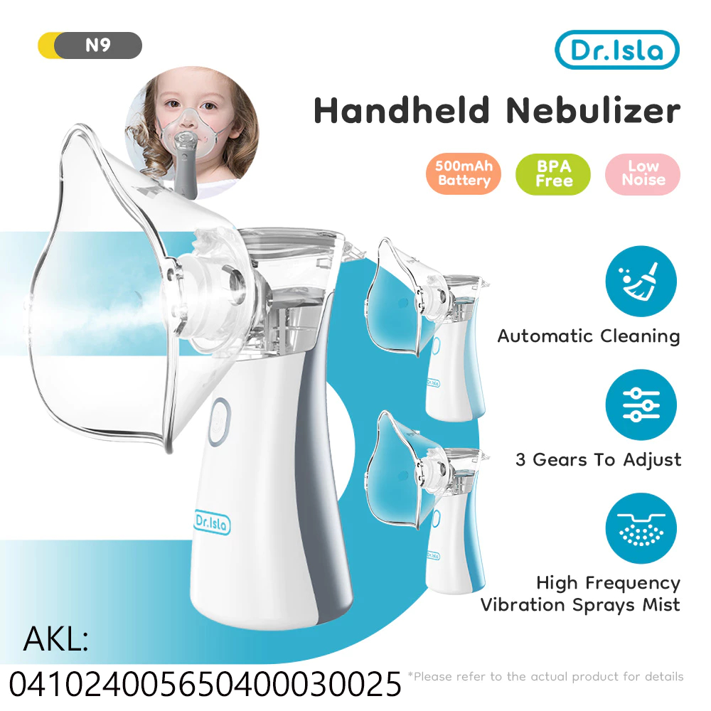 Dr.isla Nebulizer Portable Mesh N9 USB Rechargeable dengan 4 Masker Dewasa dan Anak