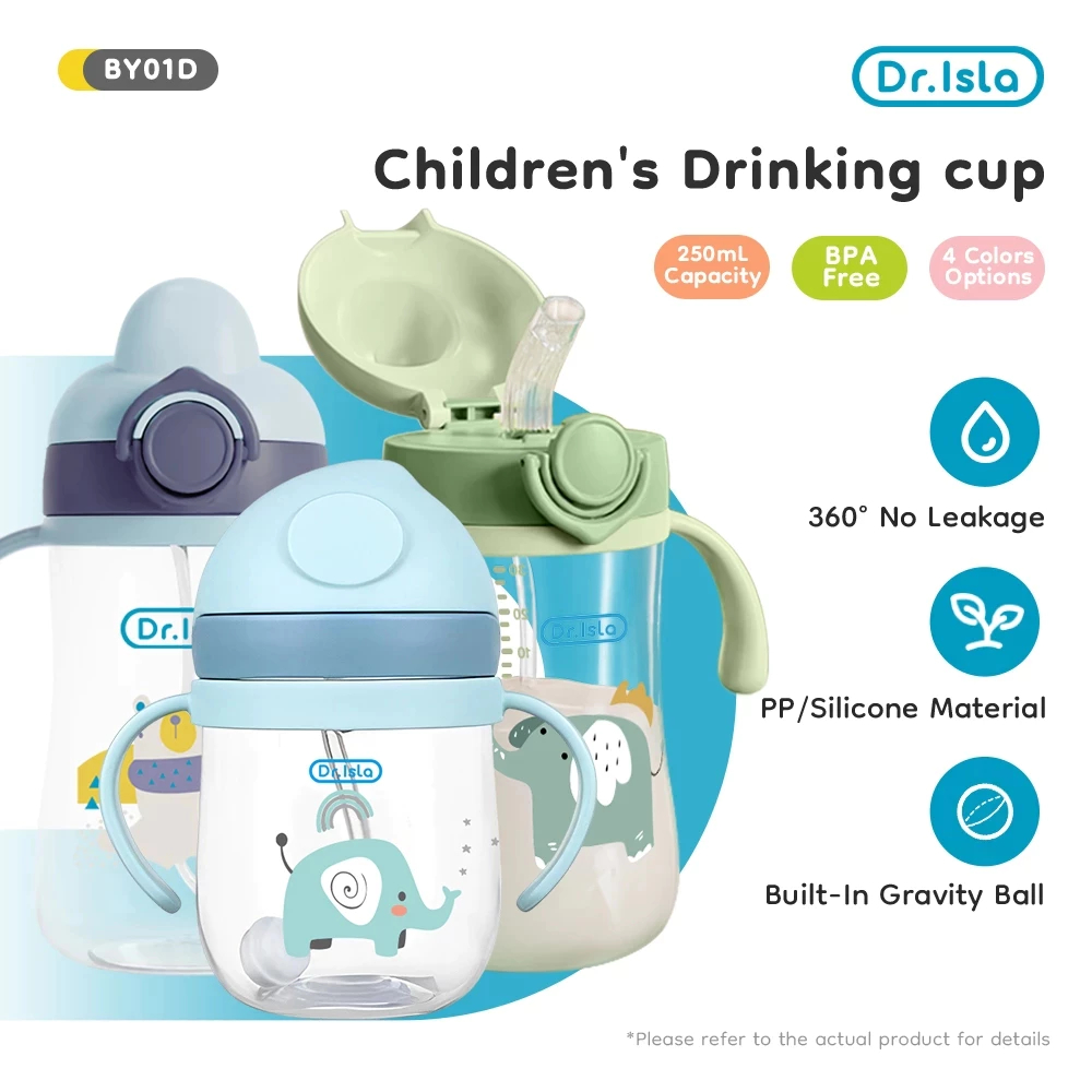 Botol Minum Bayi Dr.isla BY01 250ml Anti Kolik dengan Sedotan dan 2 Pegangan Foto 2