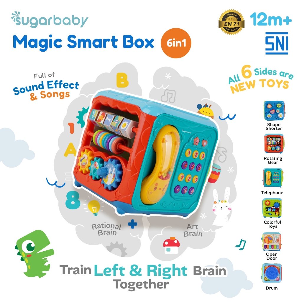 Mainan Edukasi Sugarbaby Magic Smart Box 6in1 Montessori Busy Box Sensorik & Motorik Bayi