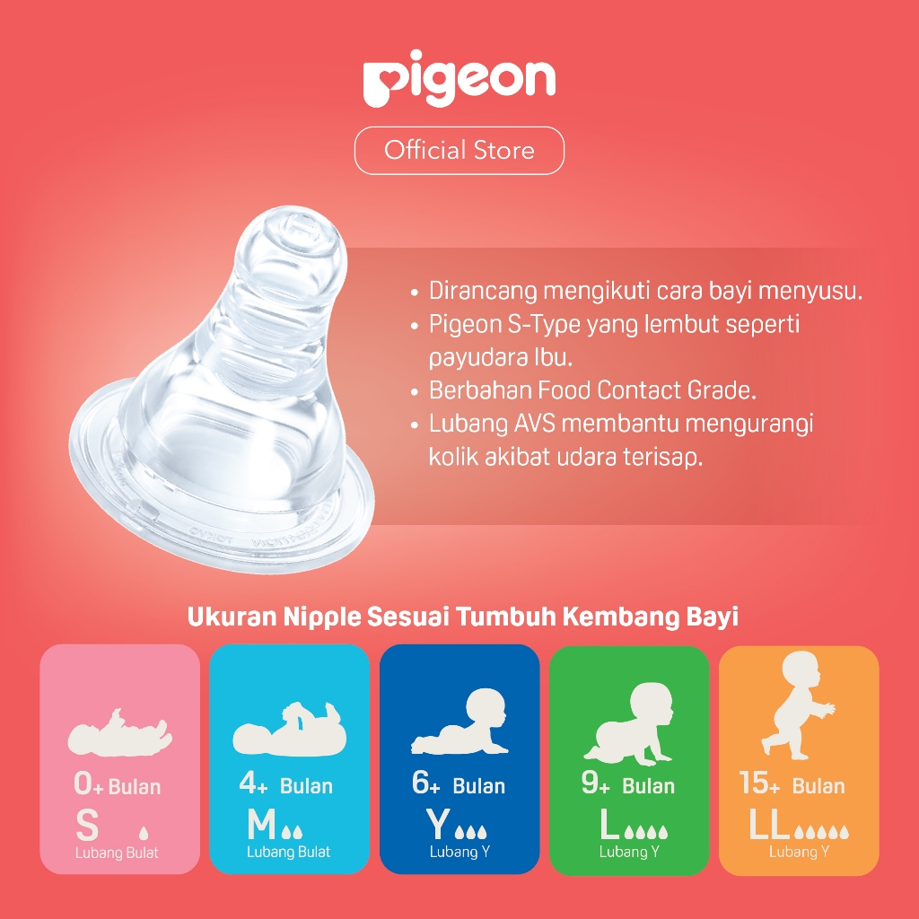 Botol Susu Bayi PIGEON Slim Neck PP RP 50ml Dot S-Type Anti Kolik BPA Foto 4