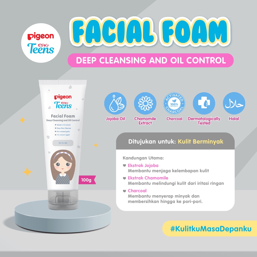 Pigeon Teens Facial Foam Deep Cleansing & Oil Control 40 ml Charcoal
