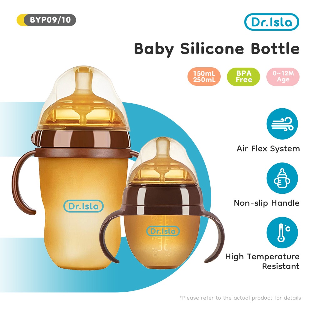 Dr.isla Botol Susu Bayi Nano Silver Anti Bakteri 250ml PPSU Dot Silikon Emas BYP09 Foto 2