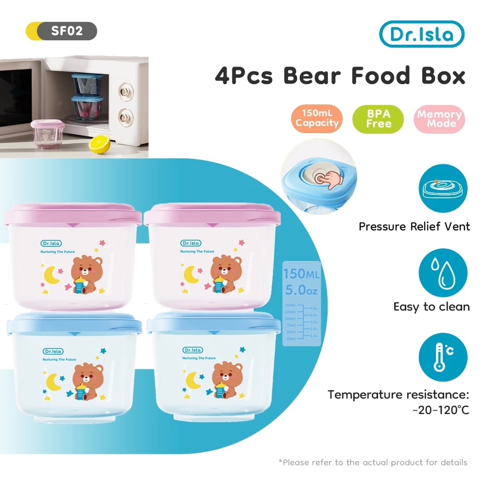 Dr.isla Food Container MPASI 4PCS Set BPA Free Wadah Makanan Bayi SF02 Tahan Panas