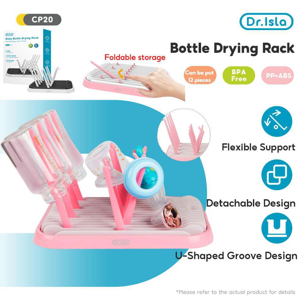 Rak Pengering Botol Susu Bayi Dr.isla CP20 Adjustable Portable Tempat Dot dan Sedotan