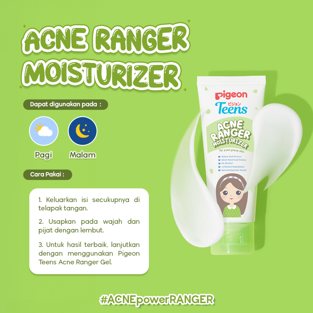 Pelembab Wajah Pigeon Teens Acne Ranger Moisturizer 50ml untuk Kulit Berjerawat Foto 4