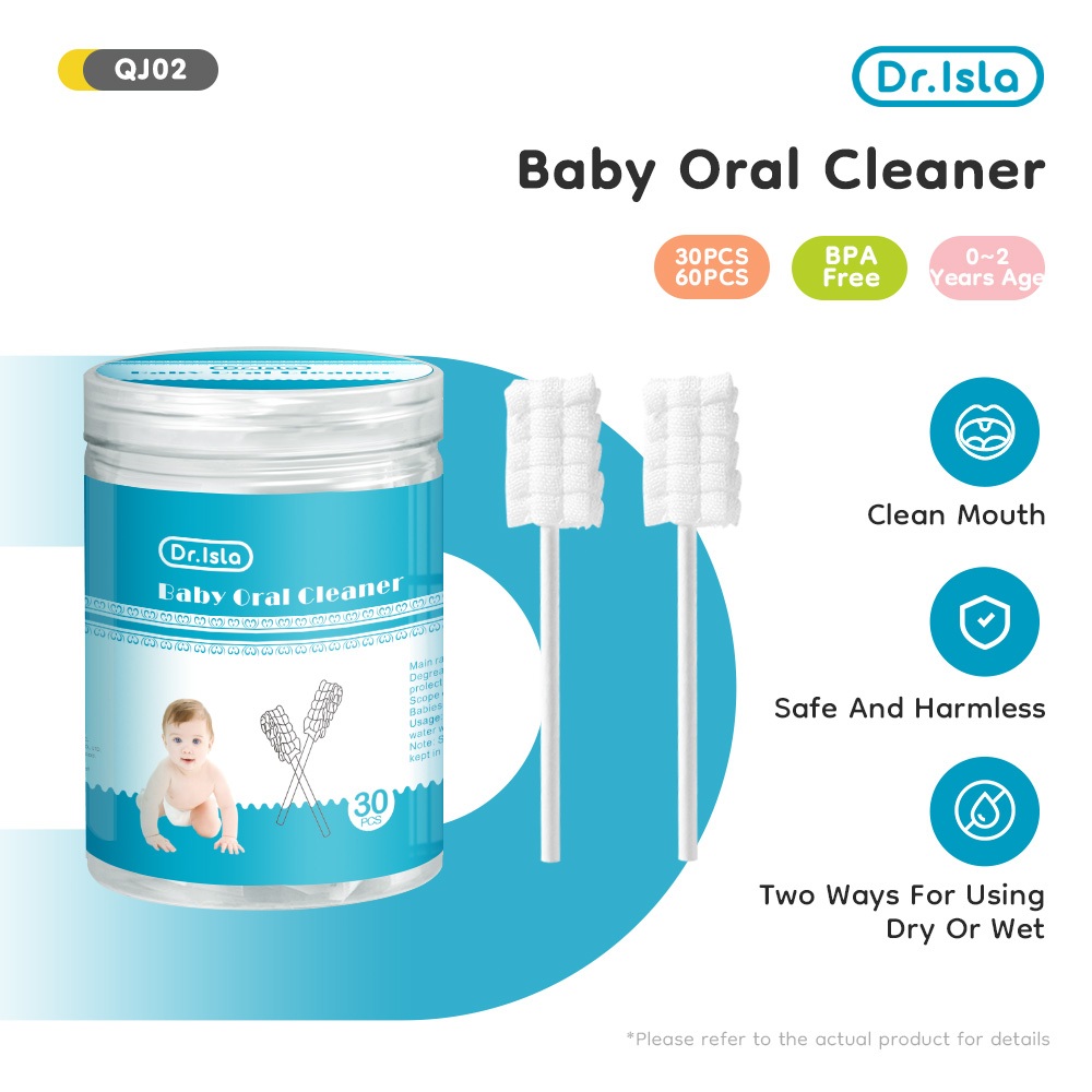 Pembersih Lidah & Gigi Bayi Dr.isla QJ02 Cotton Gauze 30pcs Steril