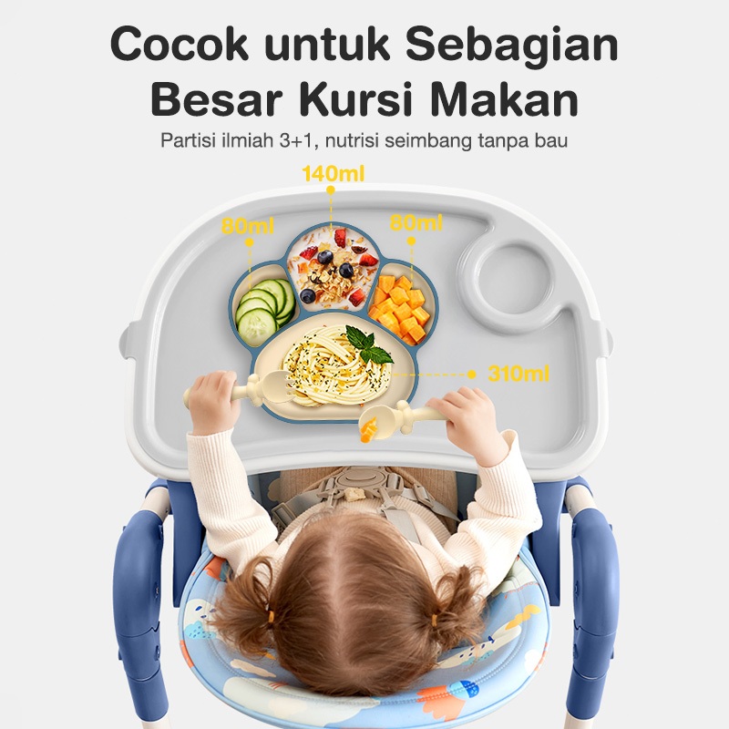 Dr.isla Set Perlengkapan Makan Bayi 7 Pcs BT05 Piring Mangkuk Celemek Sendok Garpu BPA Foto 4