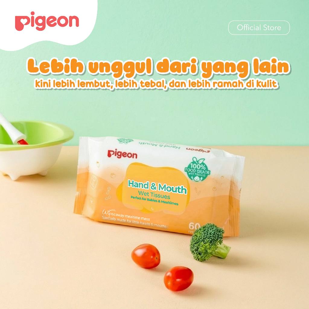 Pigeon Hand & Mouth Wet Tisu Basah Bayi Food Grade Formula 60 Lembar Foto 6