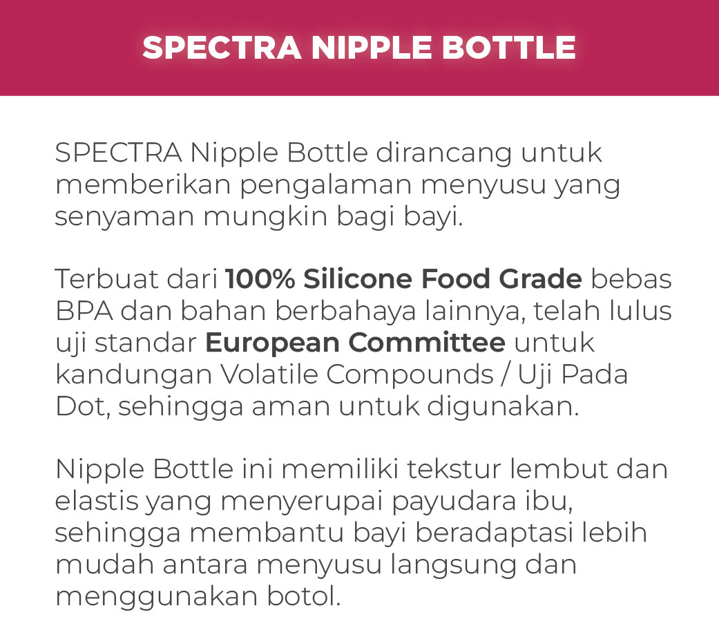 Spectra Silicone Nipple Dot Bayi Wide Neck Size XL/LL Isi 2 Pcs untuk Usia Foto 6