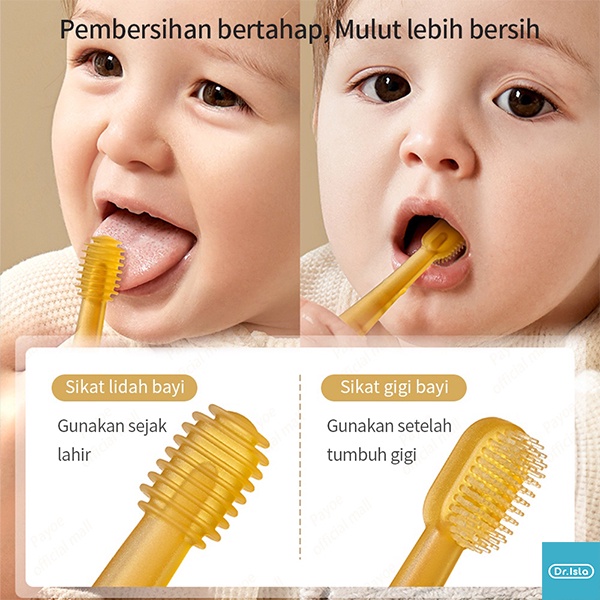 Dr.isla Pembersih Lidah Bayi Silikon BY11 Nano Brown 9 Lapis BPA Free untuk Newborn Foto 2