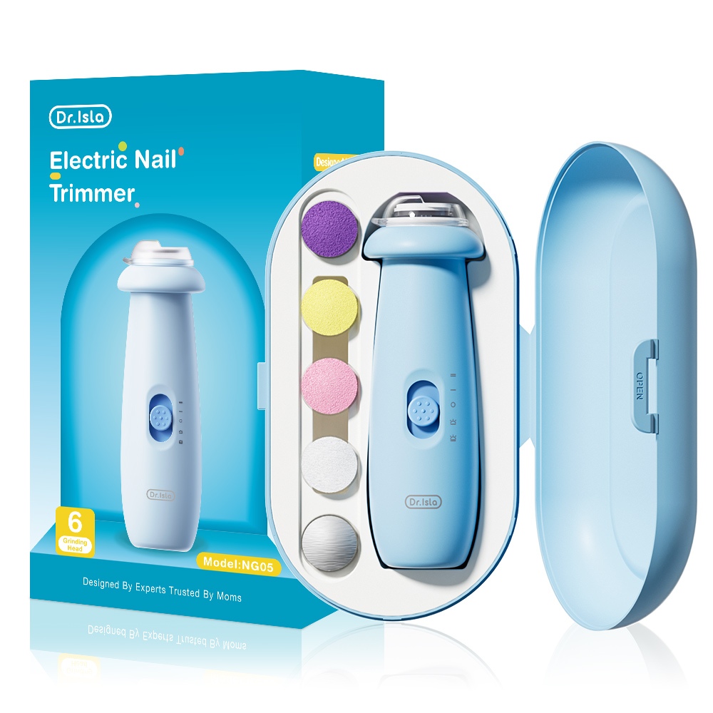 Gunting Kuku Bayi Elektrik Dr.isla NG10 Rechargeable 4 Mode dengan 6 Kepala Penggiling Foto 6