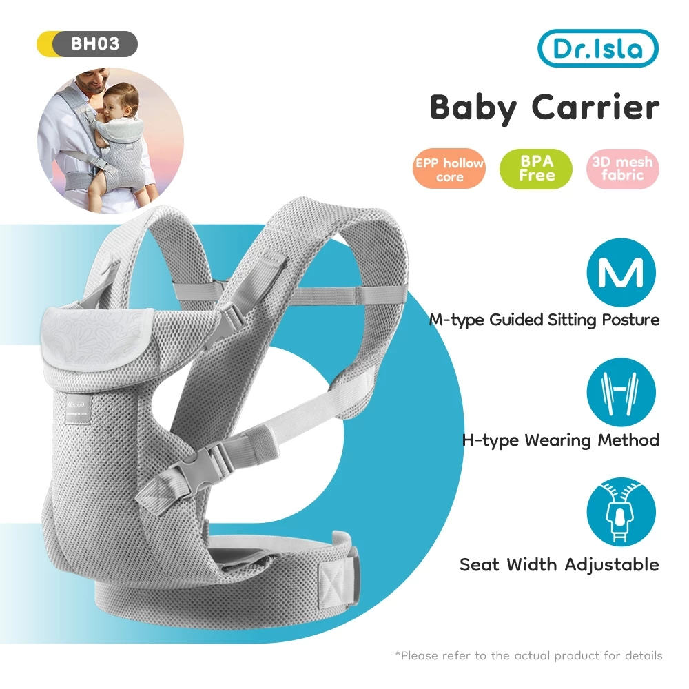 Gendongan Bayi Dr.isla BH03 Newborn Adjustable M Shape 3 Posisi dengan Celemek Katun 7A