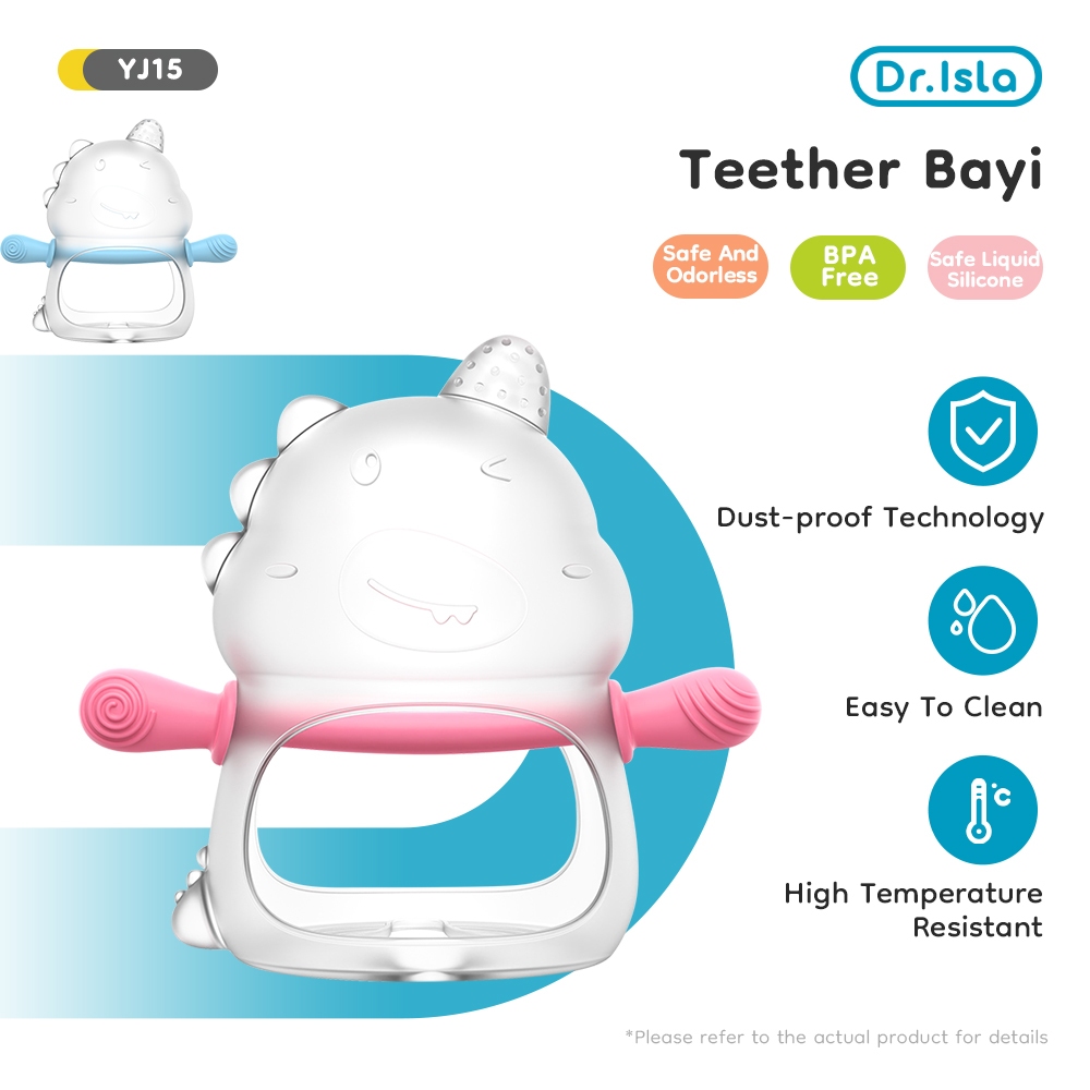 Dr.isla Teether Bayi YJ15 Silikon Food Grade BPA Free Anti-Isap Jari Mainan Gigitan 0-6