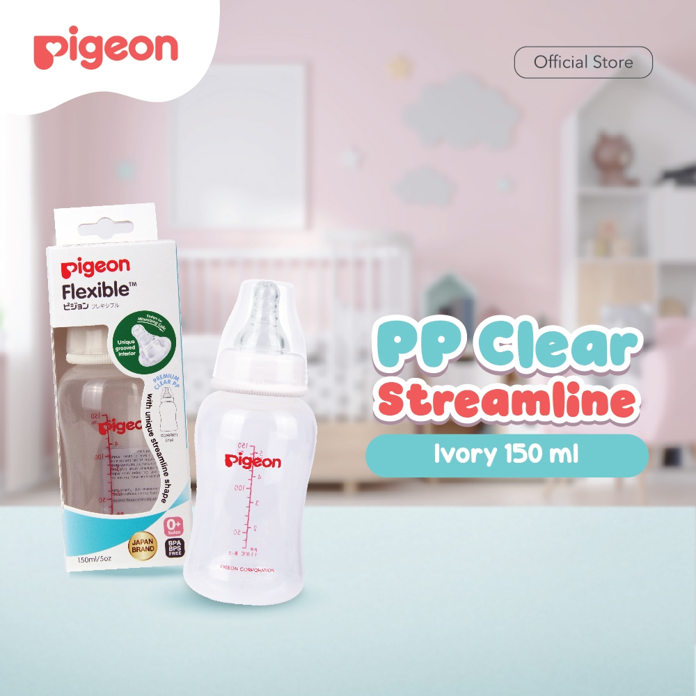 Botol Susu Pigeon Slim Neck PP Clear Streamline 150ml Dot Peristaltic S Anti Kolik Foto 2