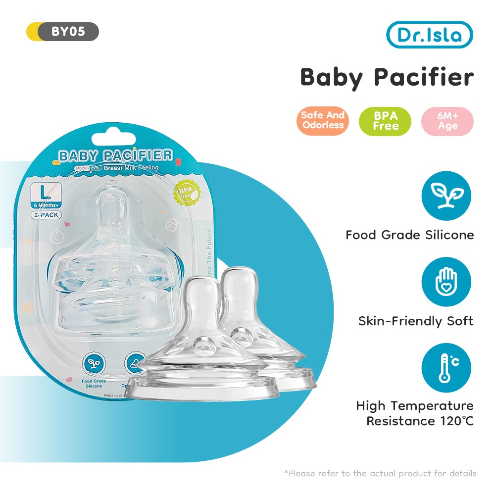 Dr.isla Dot Bayi Silicon BY05 2PCS Soft Teat Anti Colic untuk Botol Susu Wide Foto 2
