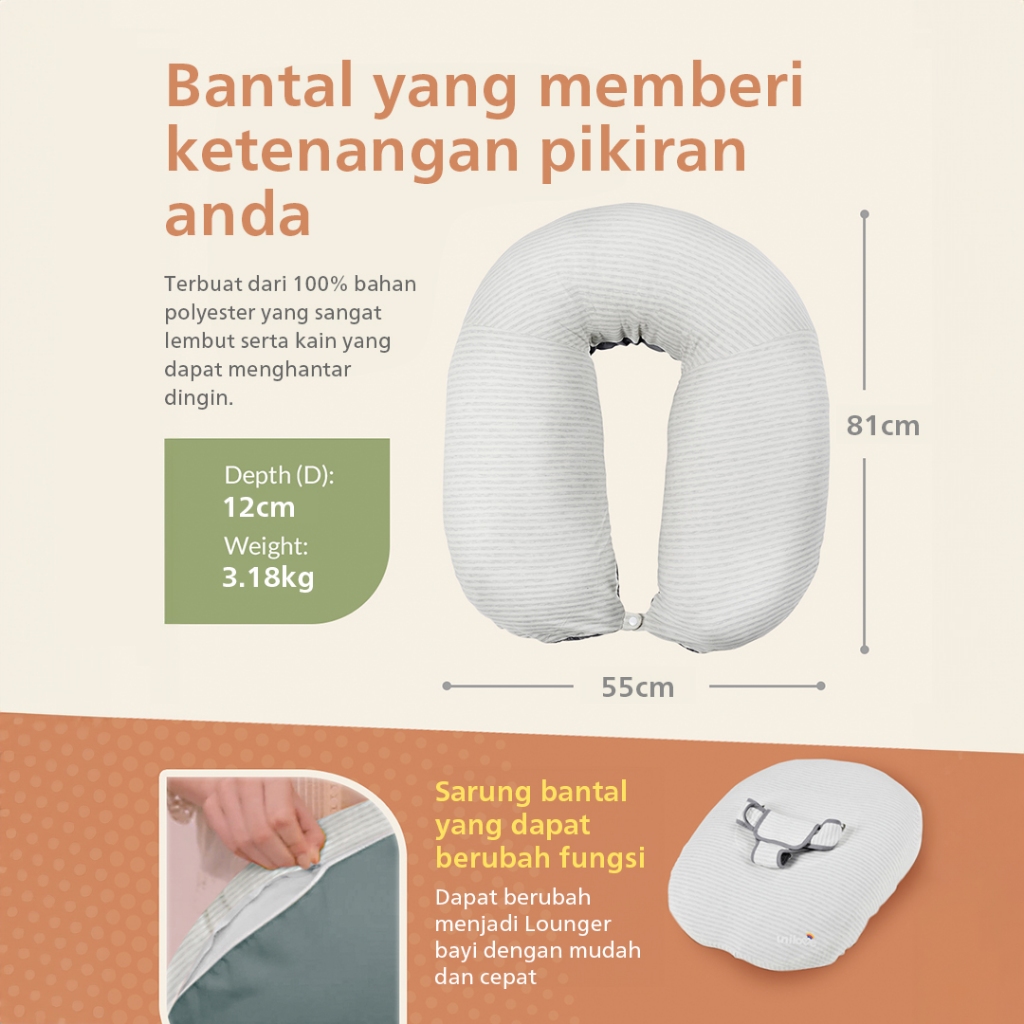 Bantal Menyusui MOOIMOM Unilove Grey Foto 8