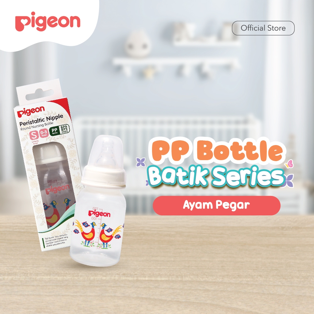 Pigeon Botol Susu SlimNeck PP RP 120ml Batik Ayam Pegar Nipple S-Type Anti Kolik Foto 3