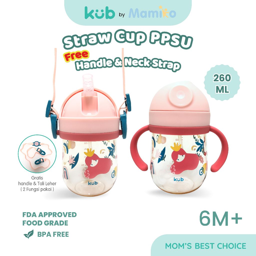 Gelas Sedotan Bayi KUB Big Eye Cup 260ml PPSU Bahan Jerman Anti Tumpah Foto 5