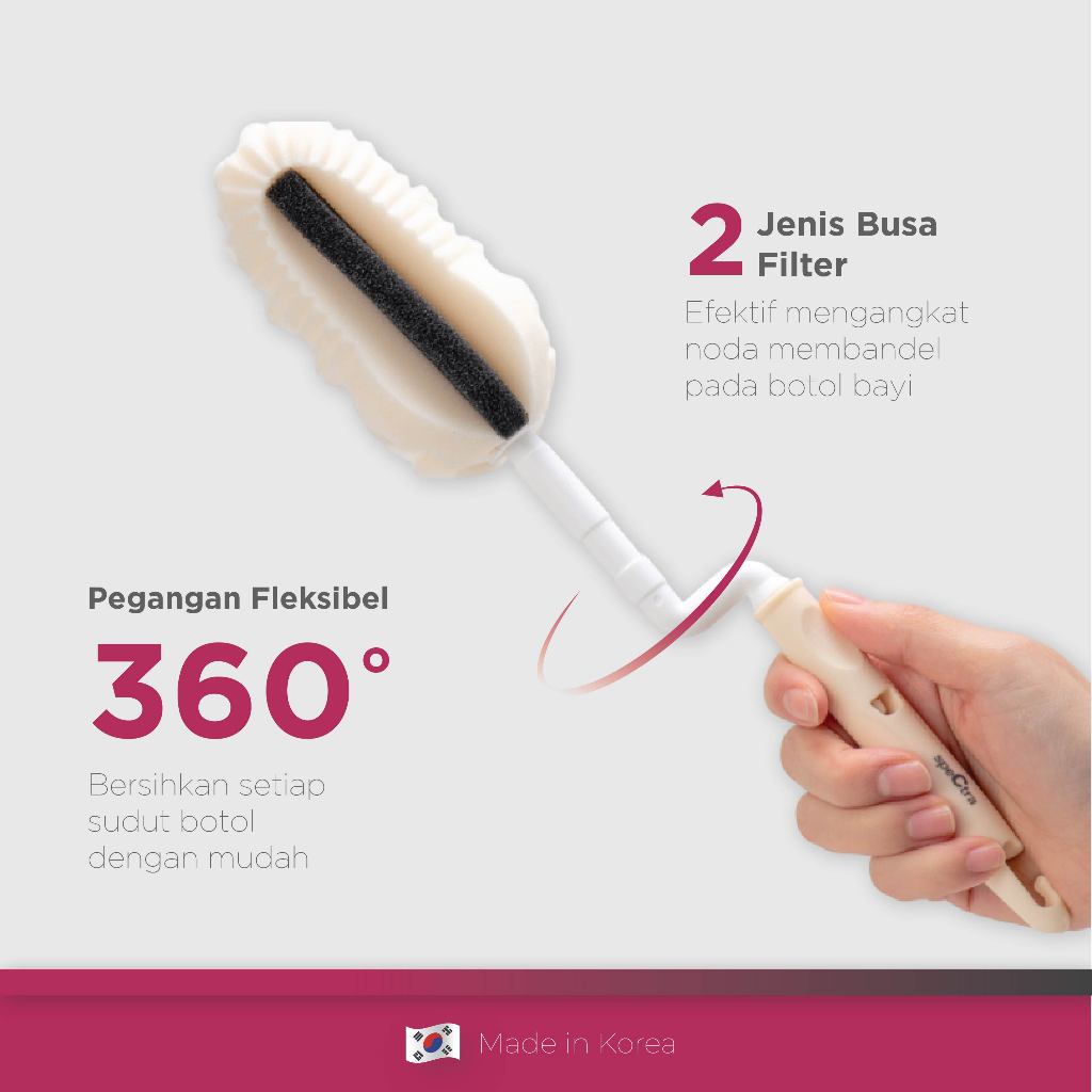 Sikat Botol Susu Spectra Vanilla 2 Pcs Original untuk Pembersih Botol Bayi Foto 4