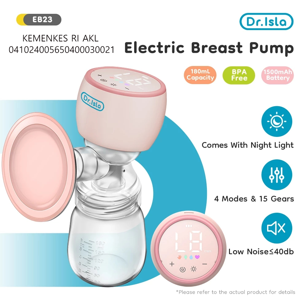 Pompa ASI Elektrik Dr.isla EB23 Portable Single Baterai 1500mAh Lampu Malam Foto 2