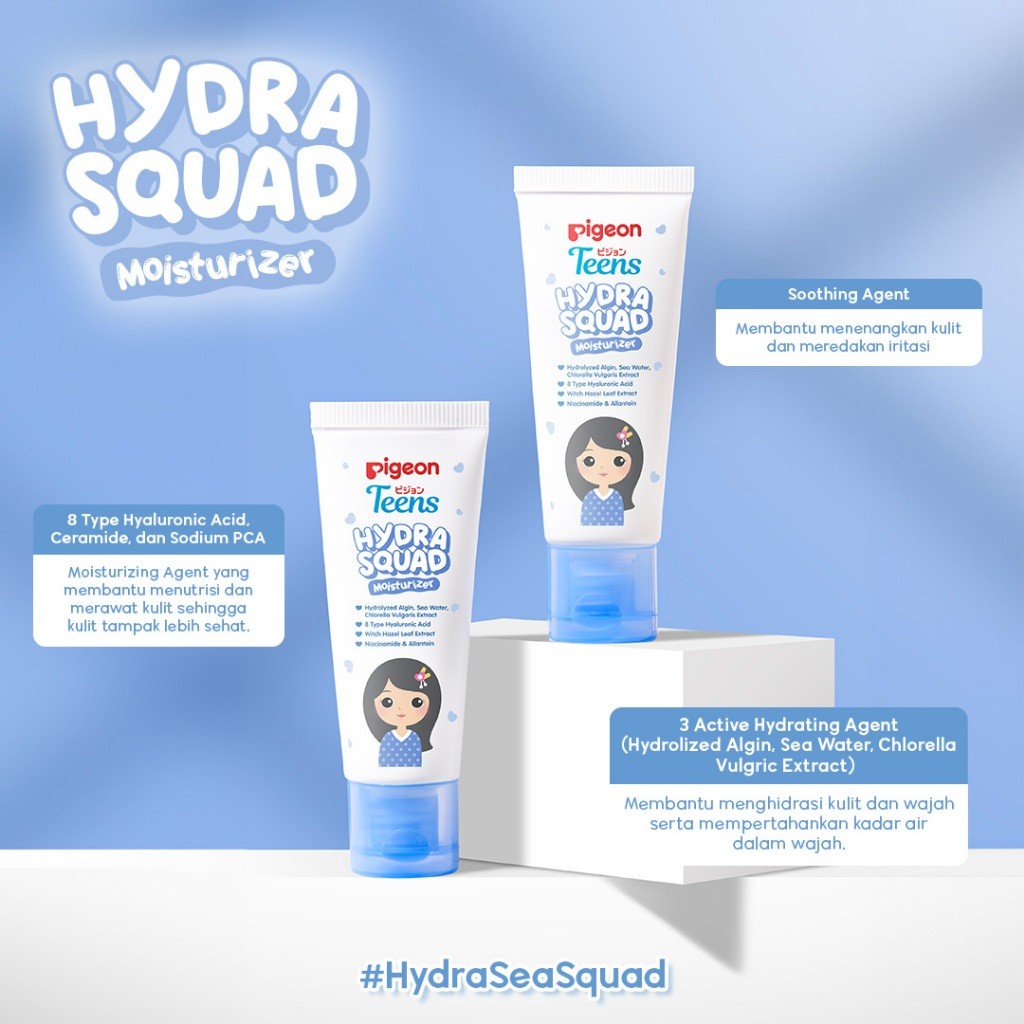 Pigeon Teens Hydra Squad Moisturizer 20ml Pelembab Wajah Remaja Hyaluronic Acid Foto 3