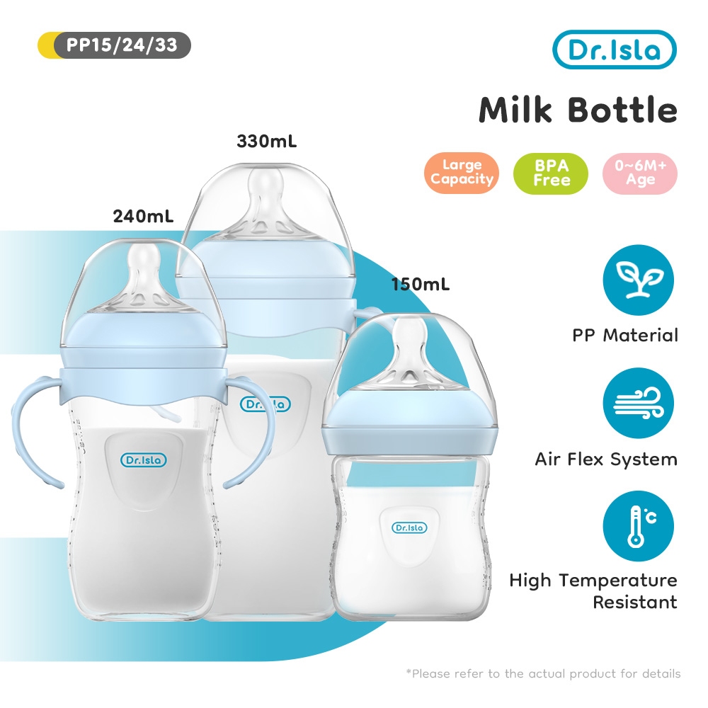 Dr.isla Botol Susu Bayi Set 150ml 240ml 330ml Anti Kolik Polka Dot BPA Free