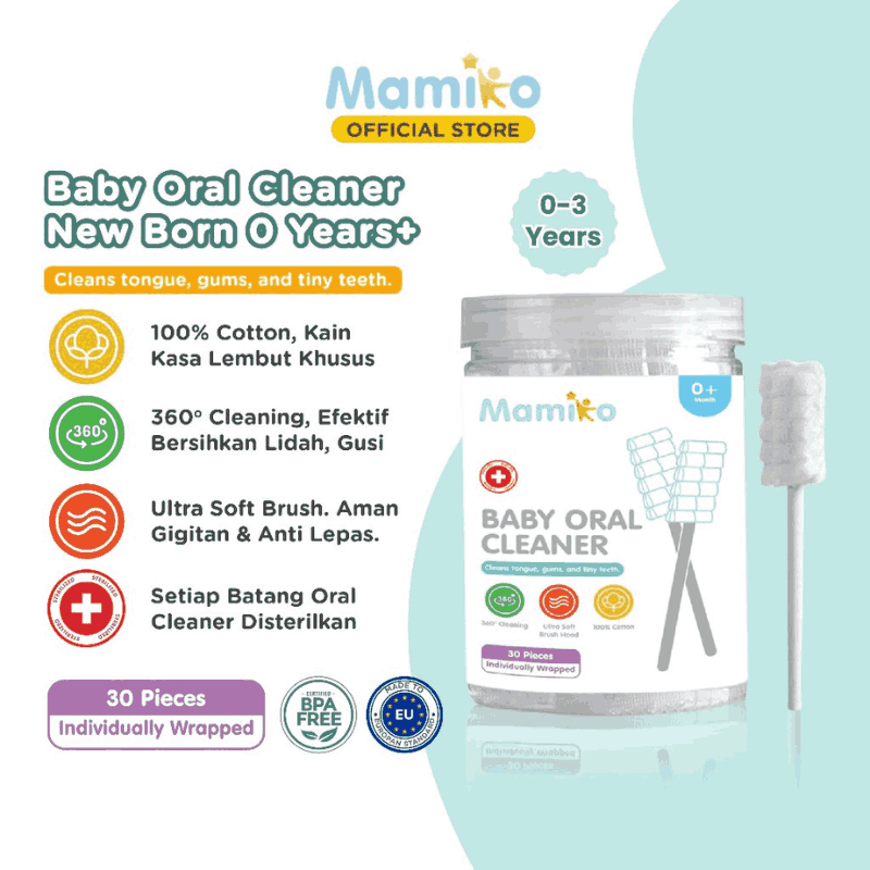 KUB x Mamiko Baby Oral Cleaner 30 PCS Steril 100% Cotton Pembersih Lidah Gusi Foto 6