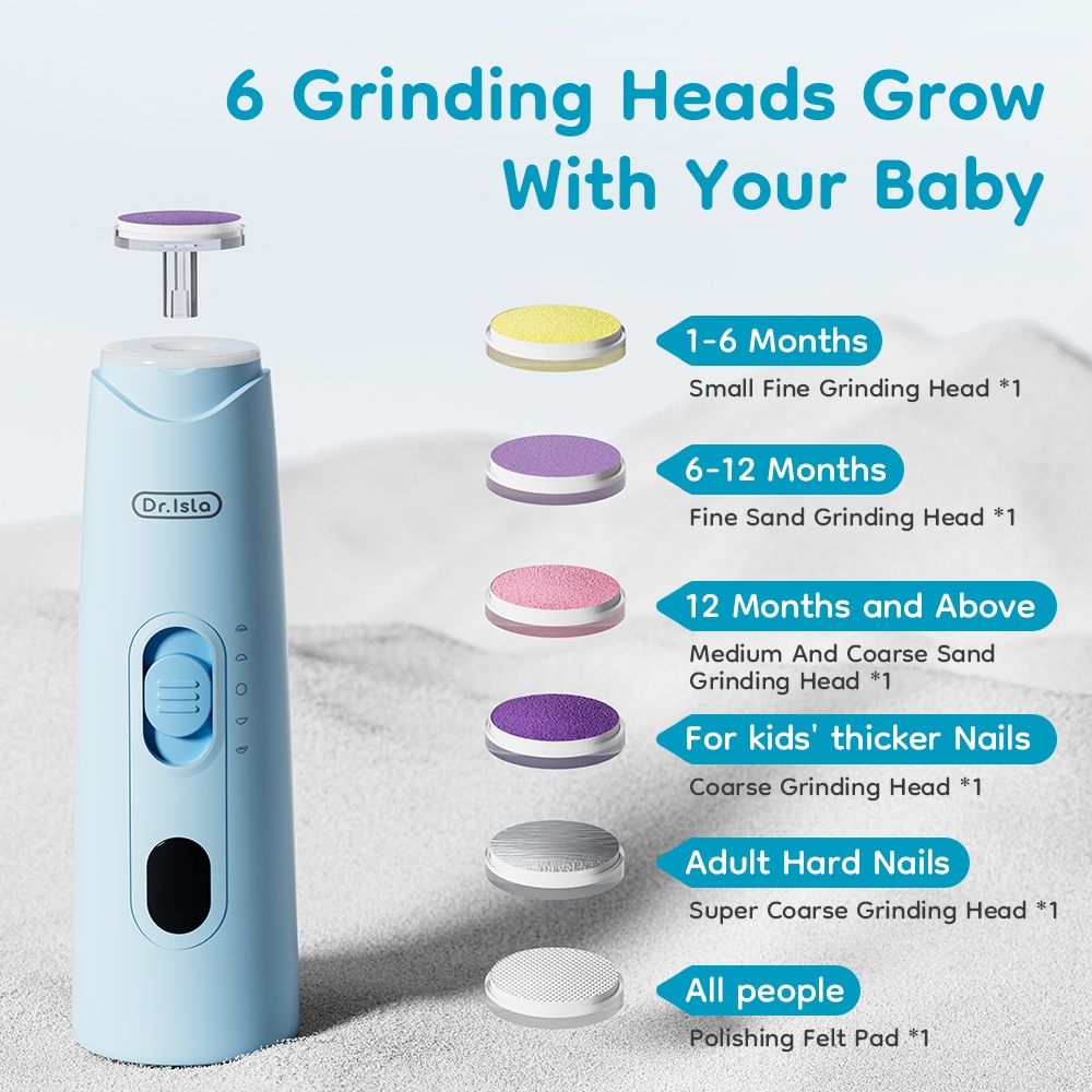 Gunting Kuku Bayi Elektrik Dr.isla NG10 Rechargeable 4 Mode dengan 6 Kepala Penggiling Foto 3