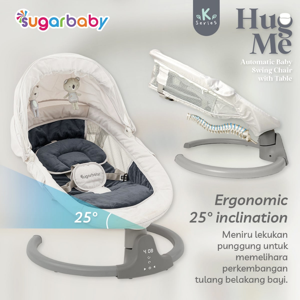 Sugarbaby HUG ME K Series Ayunan Bayi Otomatis Swing Chair Side to Side Bluetooth Foto 4