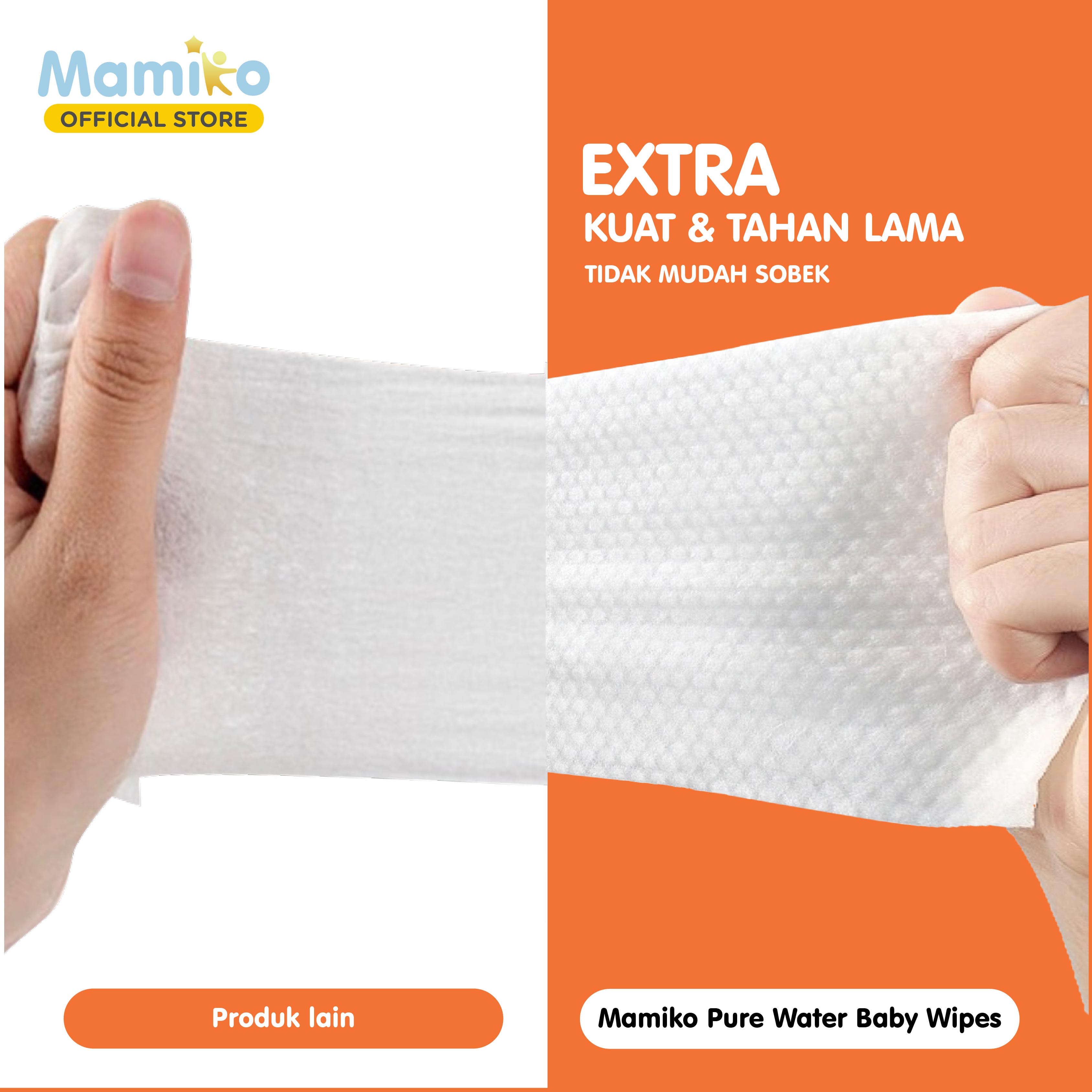 Mamiko Antibacterial Baby Wipes 80s Paket Hemat 3 Pack Tisu Basah Anti Bakteri Foto 8