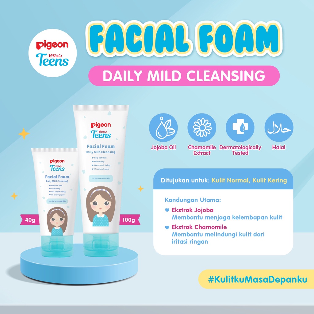 PIGEON Teens Facial Foam Daily Mild Cleansing 100 ml Untuk Kulit Normal & Kering Foto 2