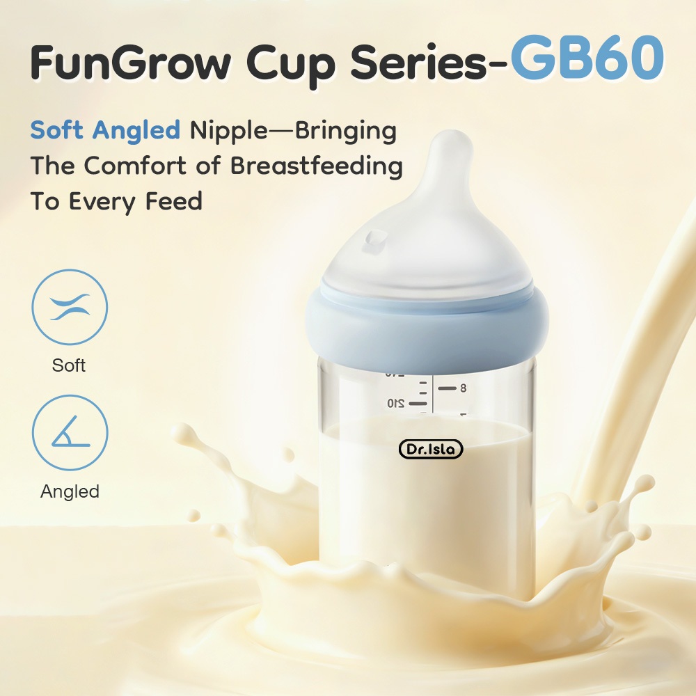 Botol Susu Bayi Dr.isla GB60 Kaca Borosilikat Dot Miring Anti Bocor 360° Foto 3
