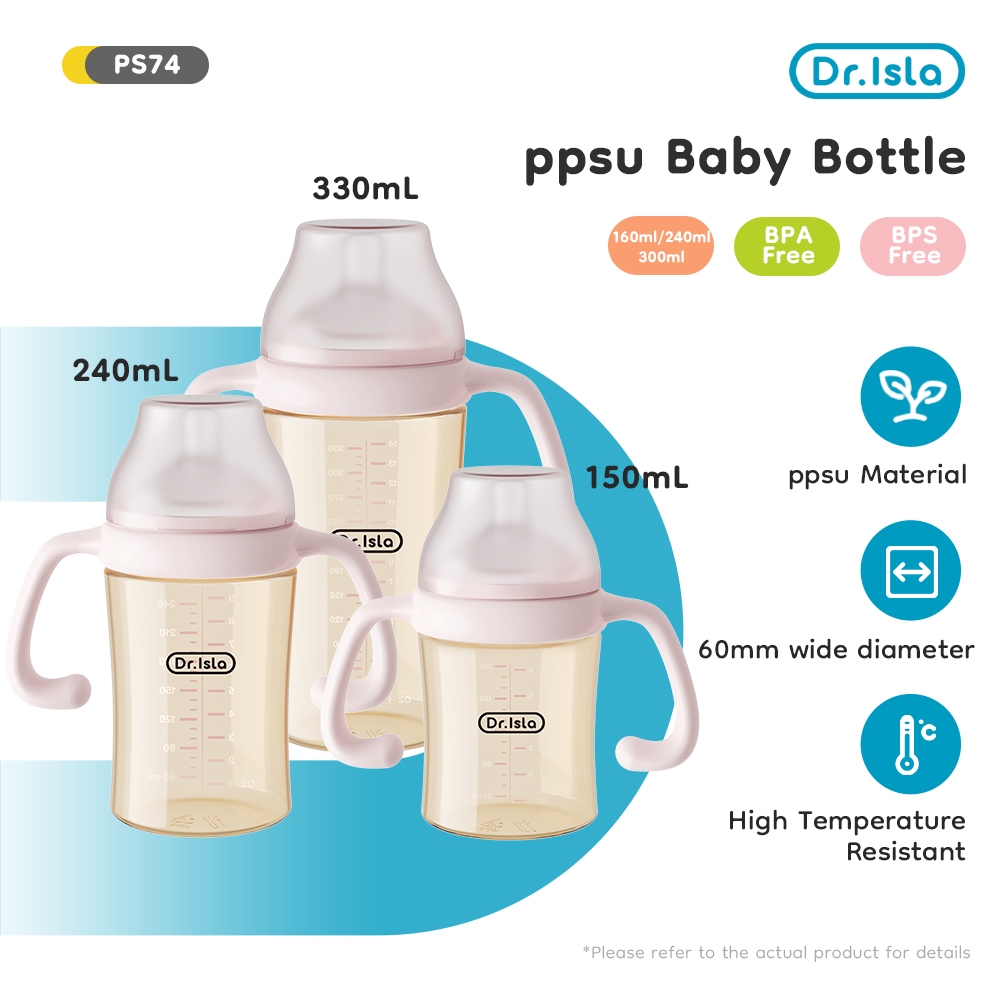 Botol Susu Bayi Dr.isla PS74 PPSU Dot Miring Indicator Suhu 160ml 240ml 330ml