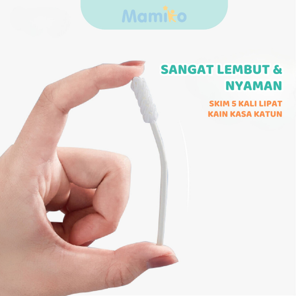 Mamiko Baby Oral Cleaner Kain Kasa 100% Cotton Steril Kemasan Individual 30 PCS Foto 2