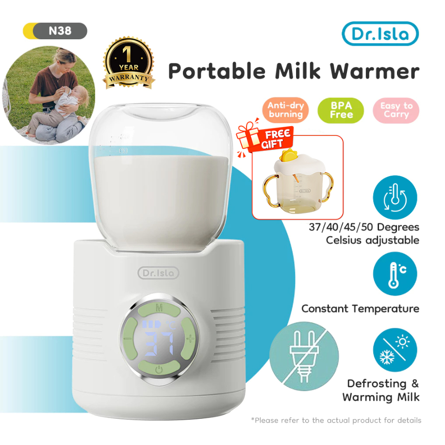 Dr.isla Penghangat Botol Susu Portable N38 LED Display 6 Adaptor Baterai Tahan Lama