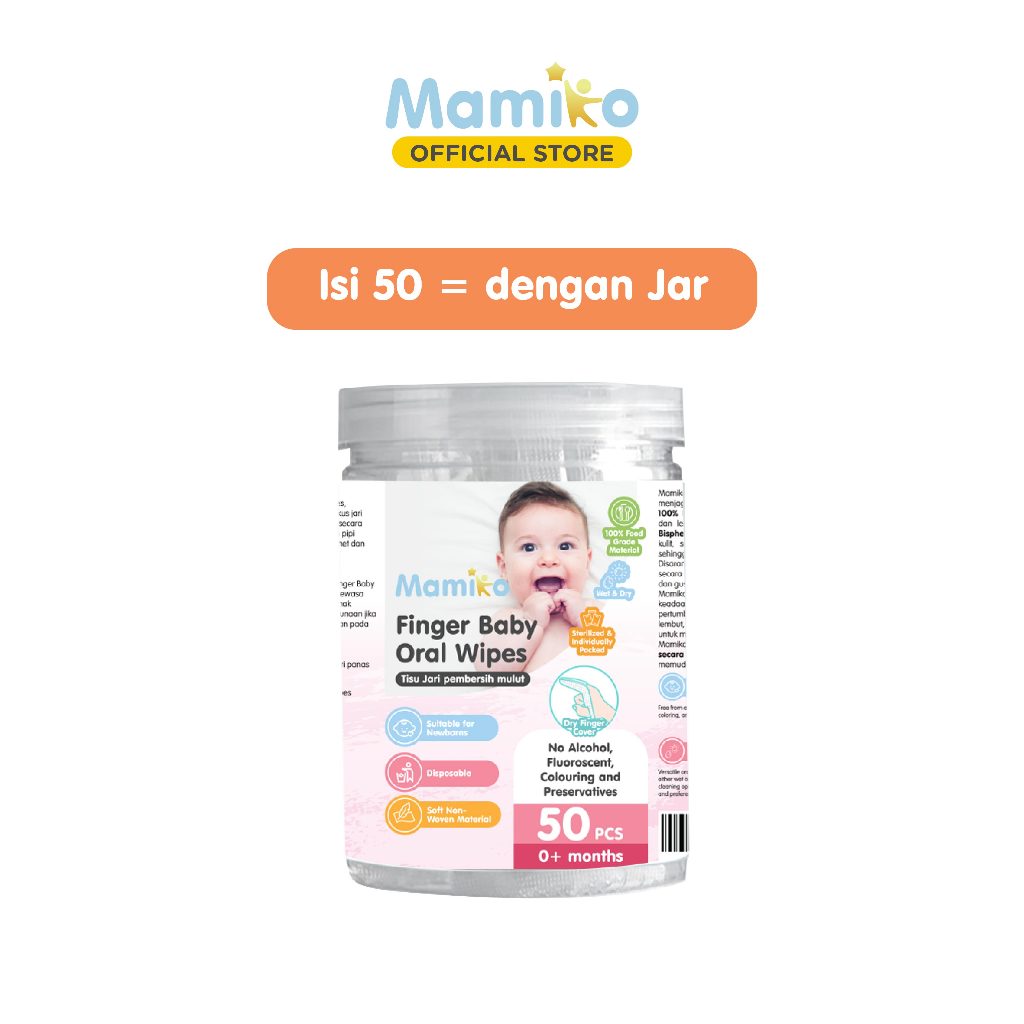 Mamiko Finger Baby Oral Wipes 30 & 50 Pcs Pembersih Lidah Gusi Bayi Baru Foto 5