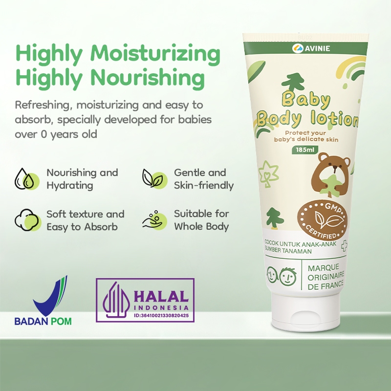 Avinie Body Lotion Bayi Hipoalergenik 185ml Melembabkan & Menenangkan Kulit