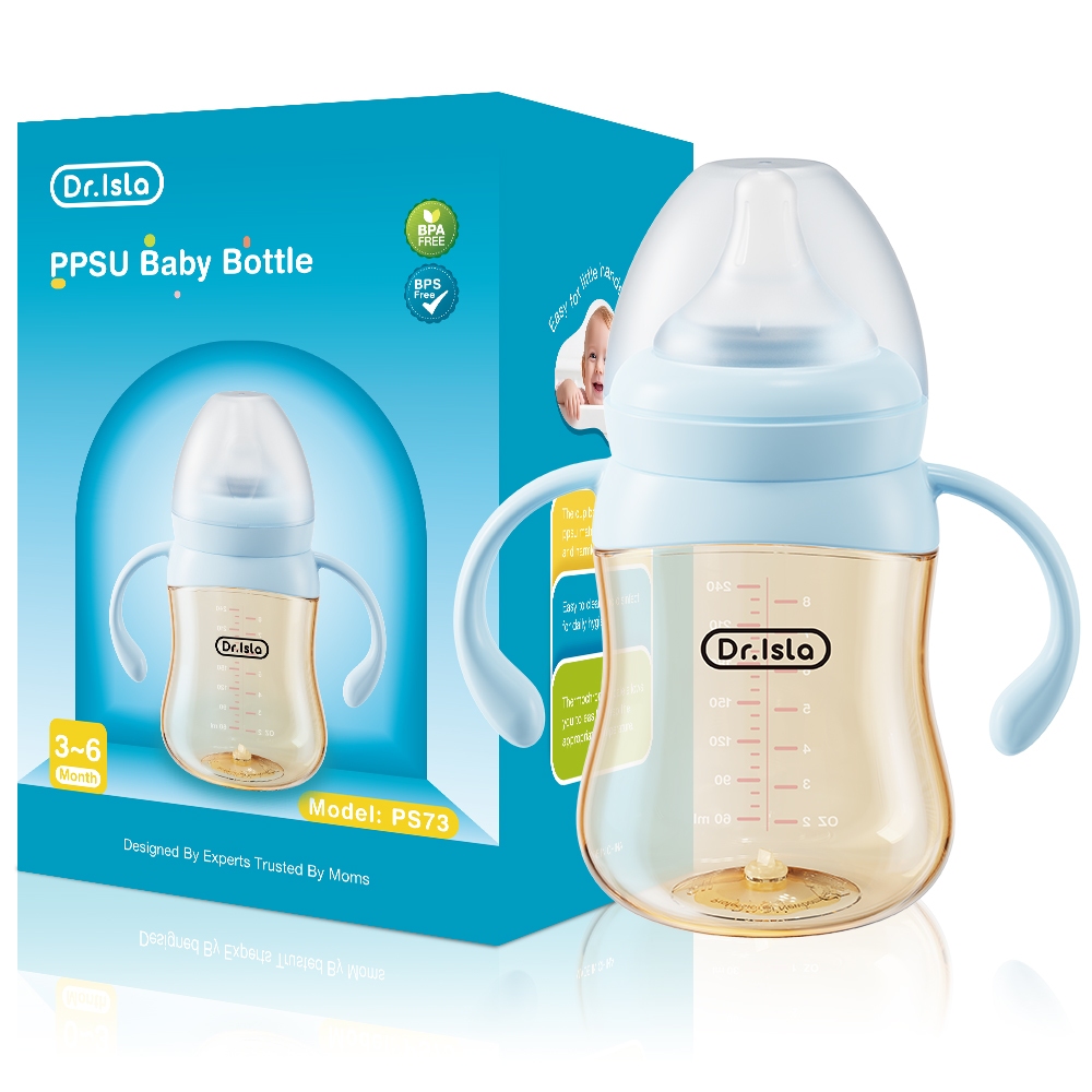 Botol Susu Bayi Dr.isla PS73 PPSU Anti Kolik Wide Neck dengan Gagang Foto 6