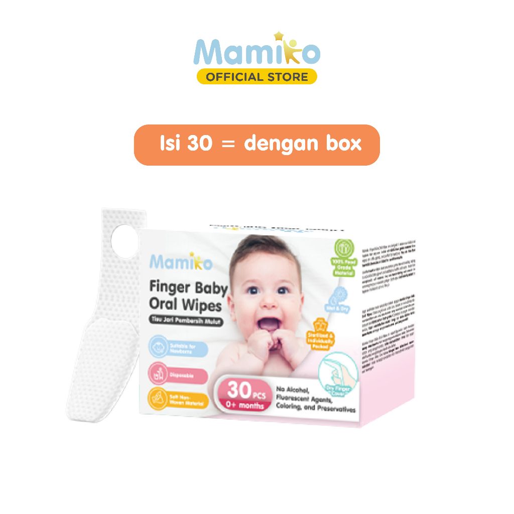 Mamiko Finger Baby Oral Wipes 30 & 50 Pcs Pembersih Lidah Gusi Bayi Baru Foto 8