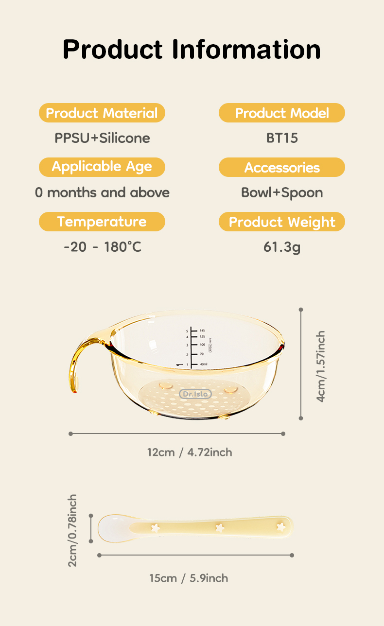 Dr.Isla Set Alat Makan Bayi PPSU BPA Free Mangkok dan Sendok BT15 Foto 5