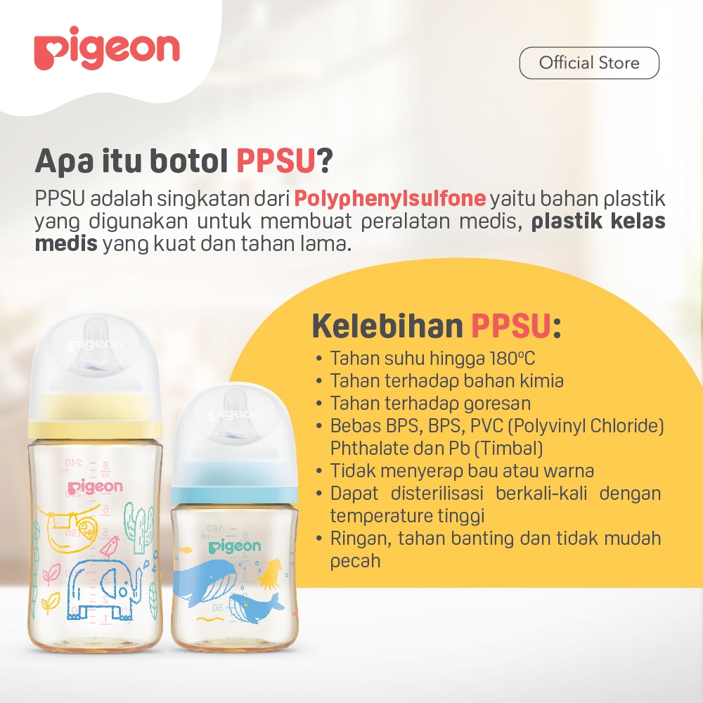 Botol Susu Bayi Pigeon Biomass-PPSU Wide Neck 240 ml SofTouch Nipple Anti Kolik Foto 4