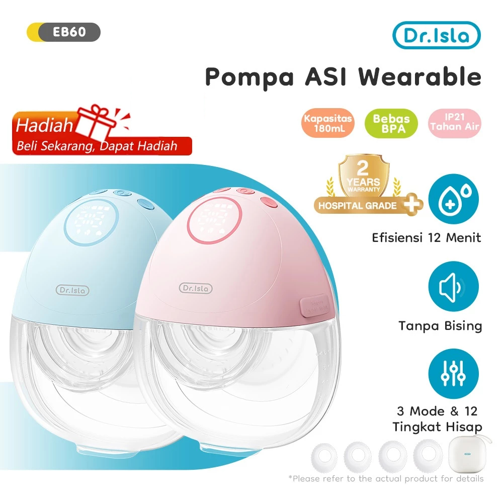 Pompa ASI Elektrik Dr.isla EB60 Handsfree Single 3 Mode 12 Kecepatan 60Kpa