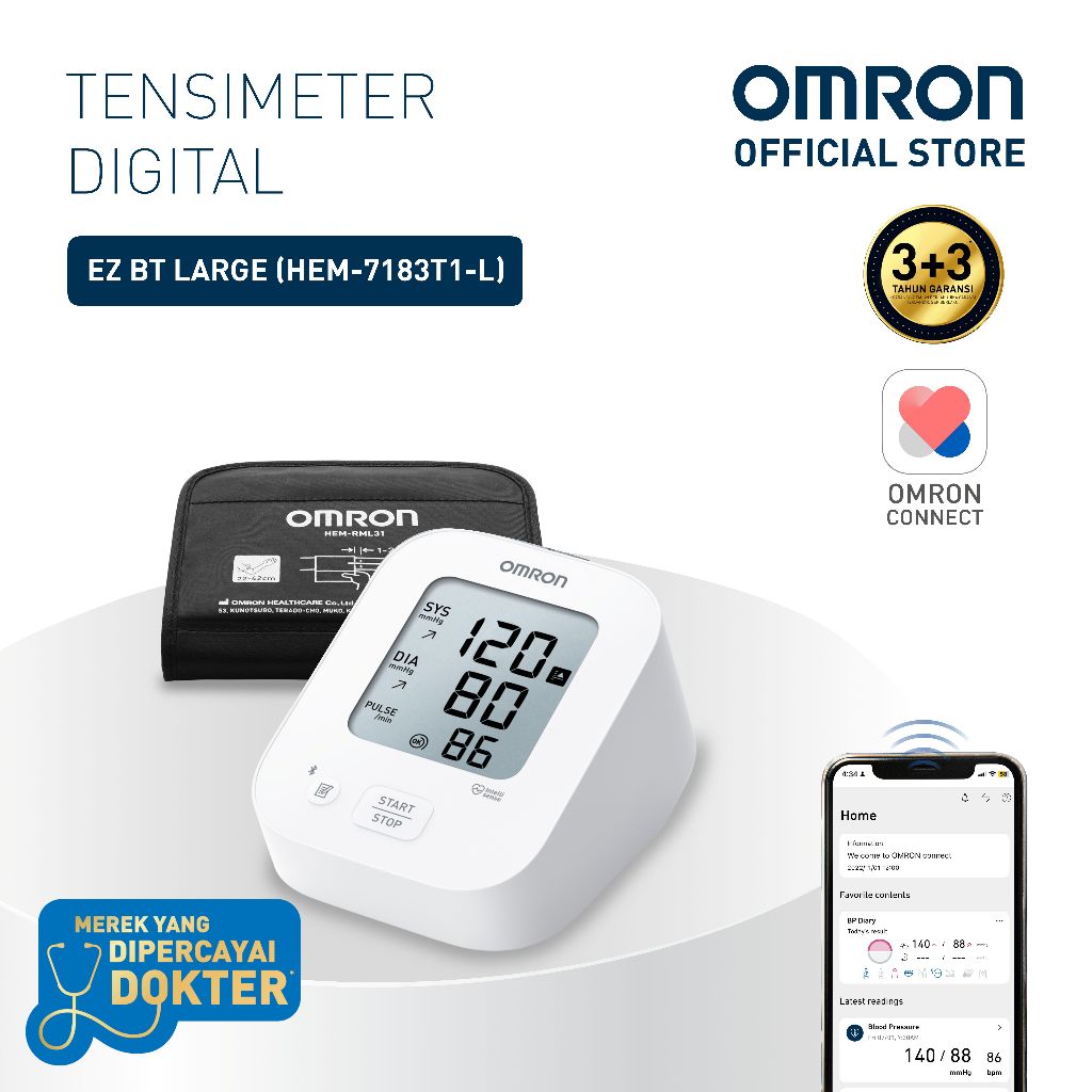 Omron HEM-7143T Tensimeter Digital Lengan Atas dengan Bluetooth Connect dan Teknologi IntelliSense Foto 5