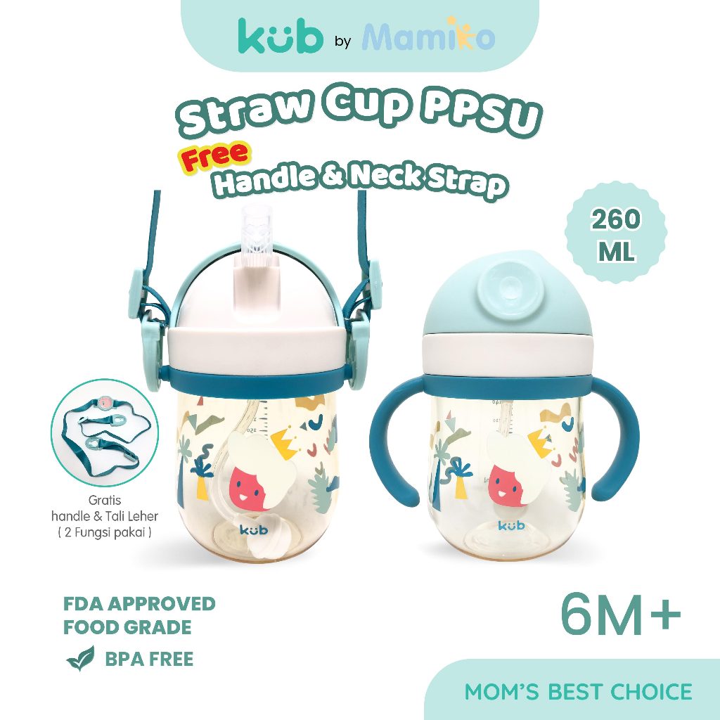 Botol Minum Sedotan Anak KUB Mamiko Training Cup Tritan 240ml Anti Bocor Foto 7