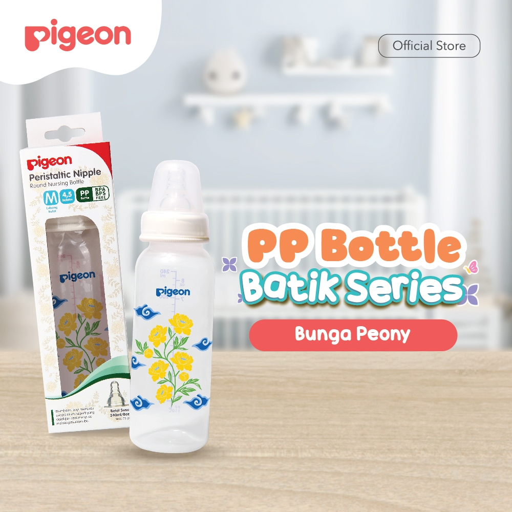 PIGEON Botol Susu SlimNeck PP RP Batik 240ml dengan Nipple S-Type Size M Foto 2