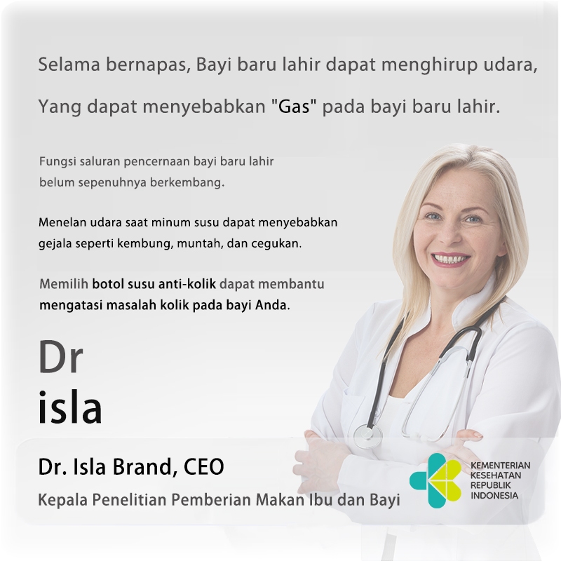 Botol Susu Bayi Dr.isla PS73 PPSU Anti Kolik Wide Neck dengan Gagang Foto 2
