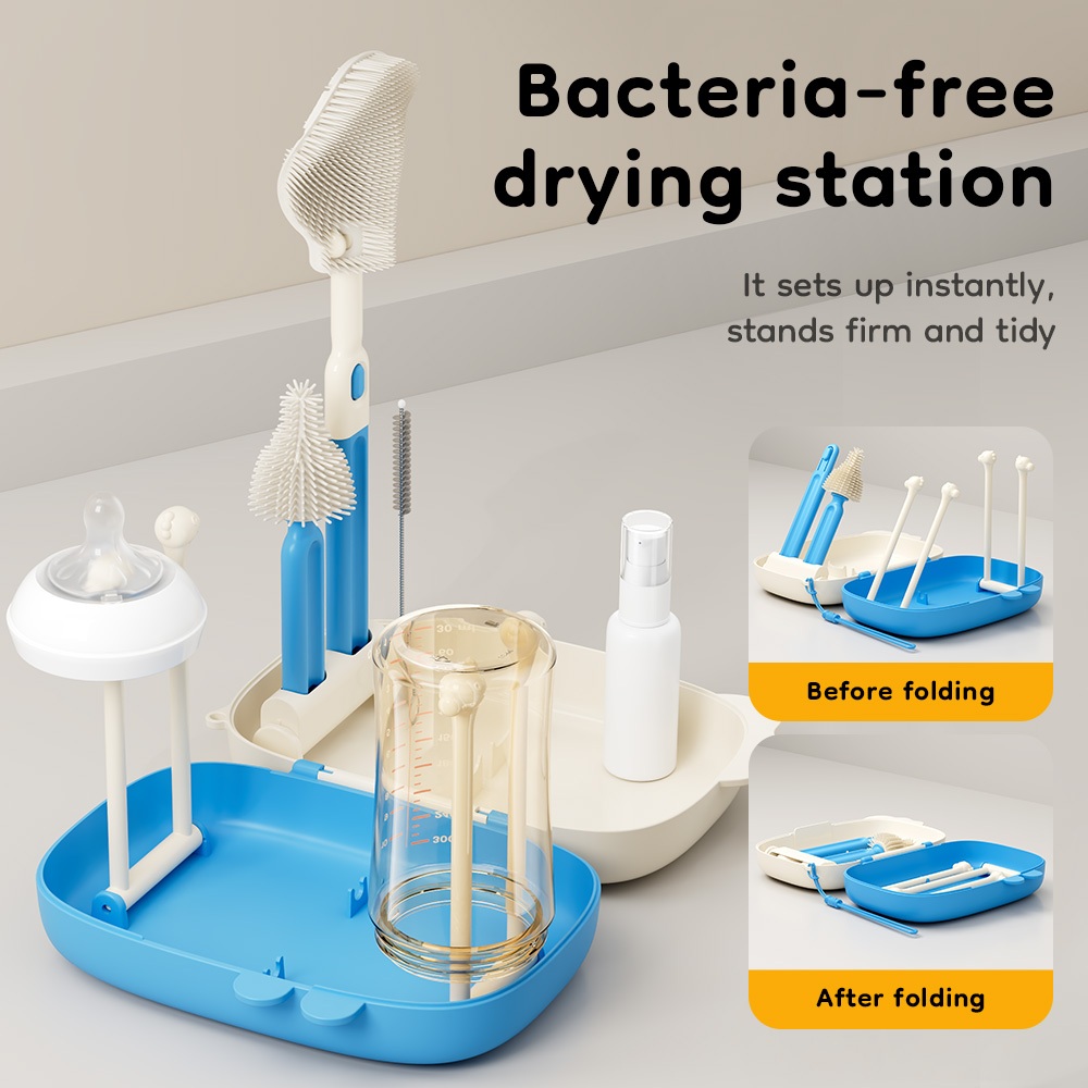 Dr.Isla PT10 Sikat & Rak Pengering Botol Susu Bayi Portable 2-in-1 BPA Free Foto 5